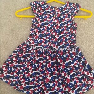 Petit Bateau Floral Kids Dress - Red, Blue, White